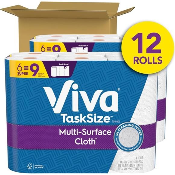 Multi-Surface Cloth Paper Towels, Task Size - 12 Super Rolls (2 Packs of 6) - Picture 2 of 7